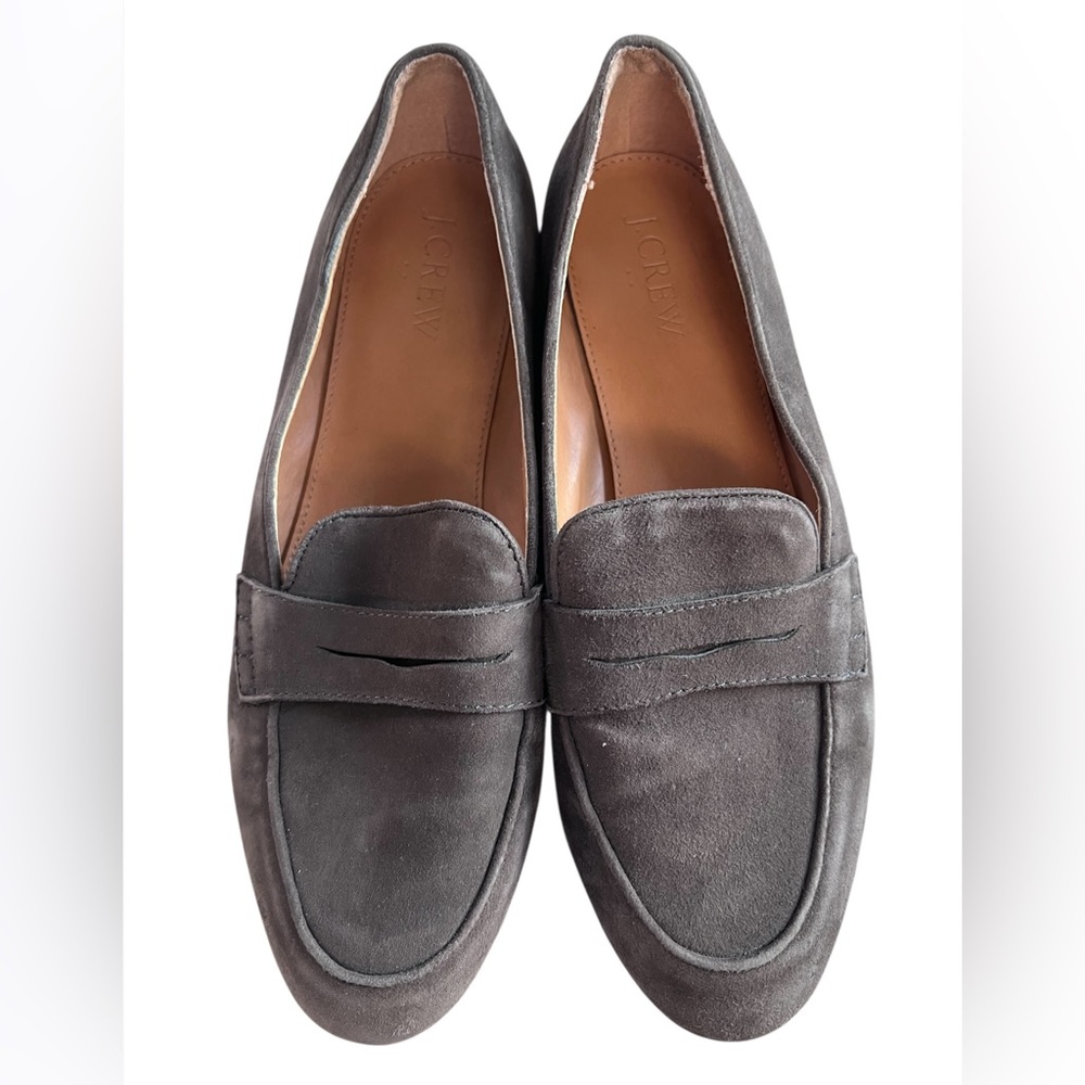 J. Crew Dark Gray Gray Suede Leather Loafers Size 8